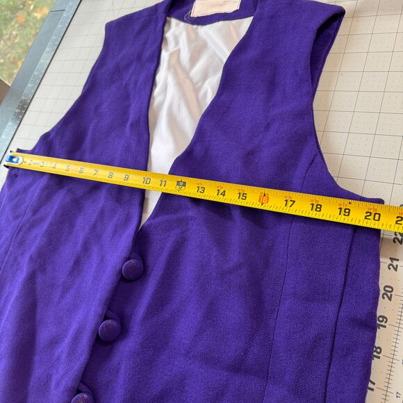 Vintage 90s Purple Longline Vest Tailored Minimalist S/M Chic Power - Picture 11 of 13